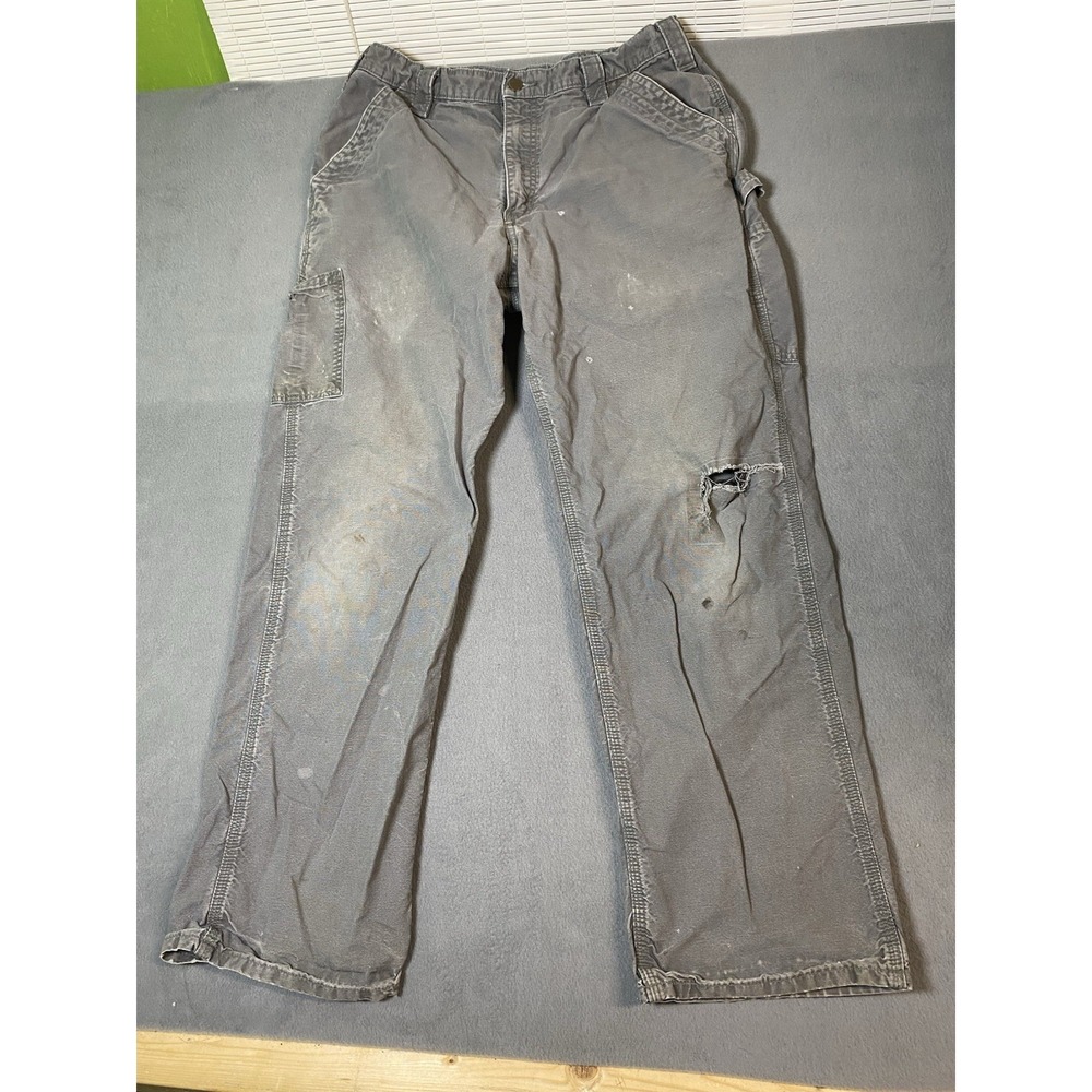 Carhartt Thrashed Dungaree Fit Carpenter Pants Gray Meas. 31x28